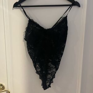 Lulu’s Black Lace Bodysuit